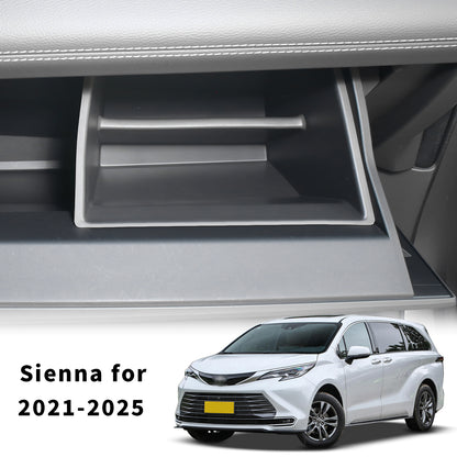 Glove Box Organizer for Toyota Sienna 2021-2026 Silicone Passenger Side Storage Box Increase Storage Space for Sienna Accessories Center Console(Gray)