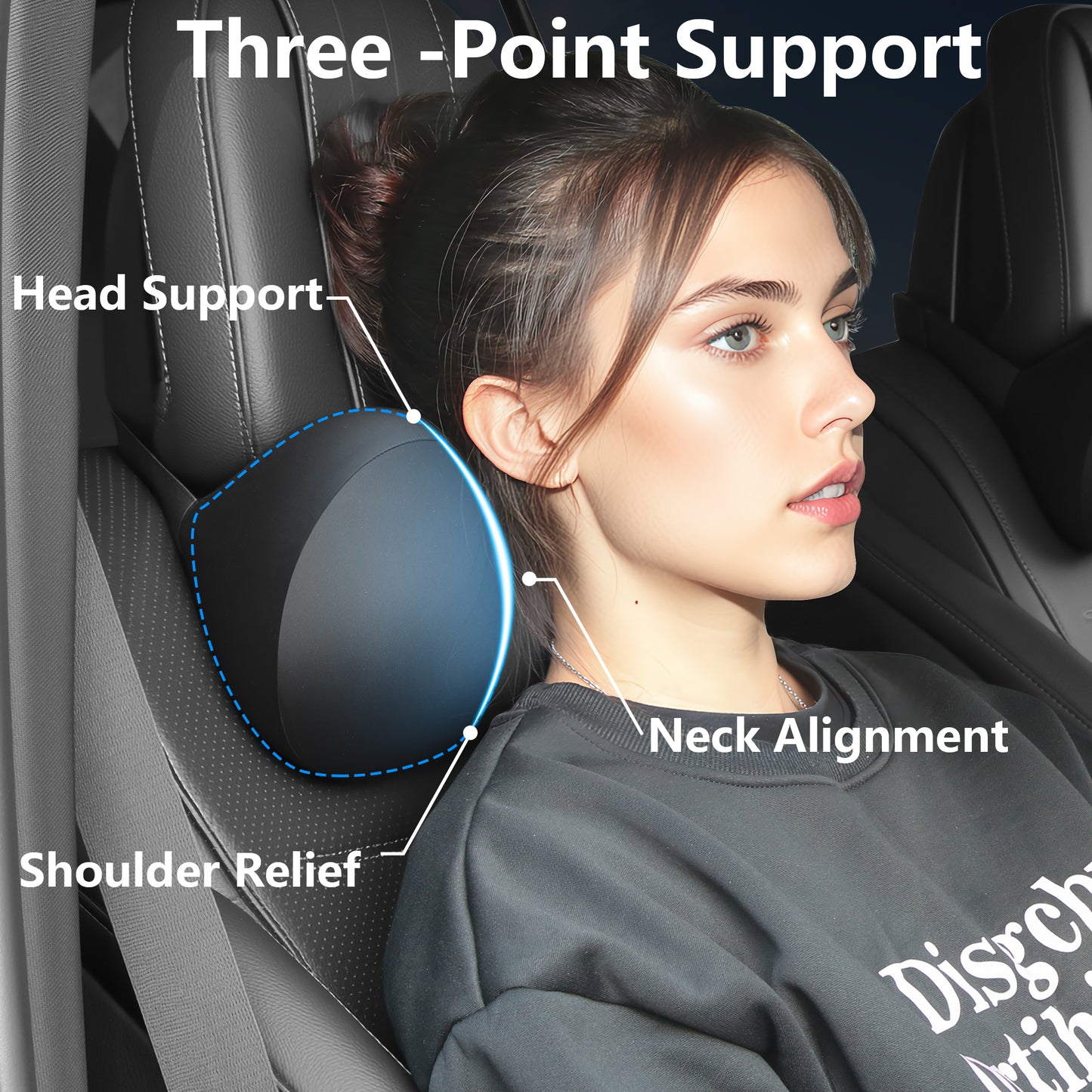 Almohada para reposacabezas de coche para soporte de cuello, almohada de espuma viscoelástica para el cuello del coche, ajuste universal, almohada de viaje para reposacabezas, almohada de coche para aliviar el dolor mientras conduces