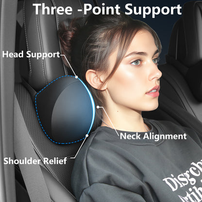 Almohada para reposacabezas de coche para soporte de cuello, almohada de espuma viscoelástica para el cuello del coche, ajuste universal, almohada de viaje para reposacabezas, almohada de coche para aliviar el dolor mientras conduces