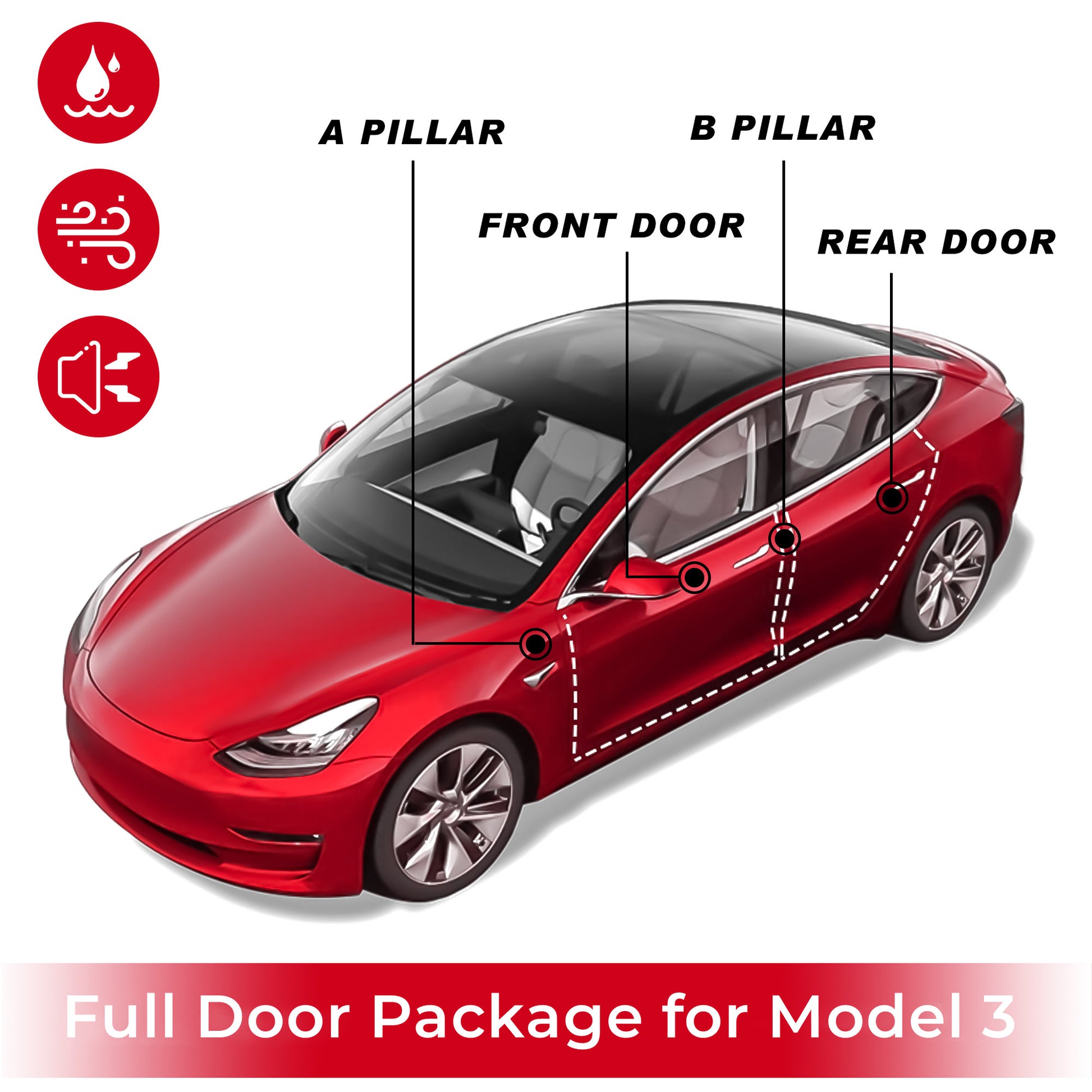 Tür Fenster dichtung Kit für Tesla Modell Y & 3 Geräusch reduzierung  Schall dicht – Arcoche