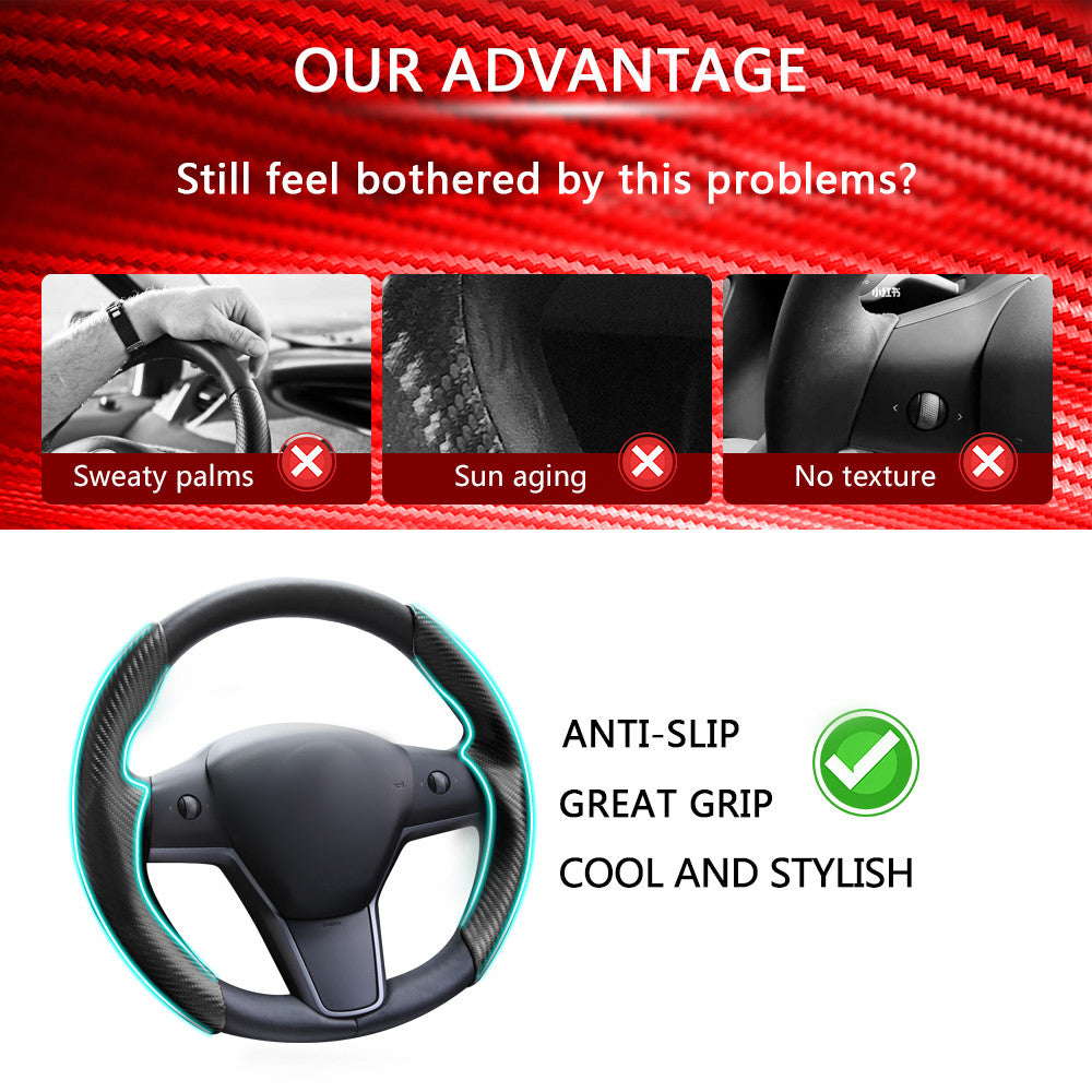 Carbon fiber steering wheel covers for Tesla model Y and model 3