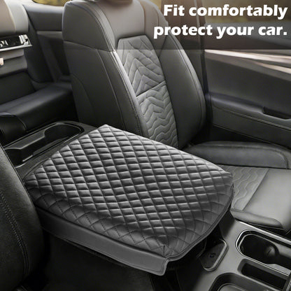Kryt loketní opěrky středové konzoly Kompatibilní s 2019-2026 GMC Sierra & Chevy Silverado pro 2021-2026 Tahoe Yukon Suburban (pouze podlahová konzola Bucket-Seat) – Vinylová kožená lišta odolná proti poškrábání, černá