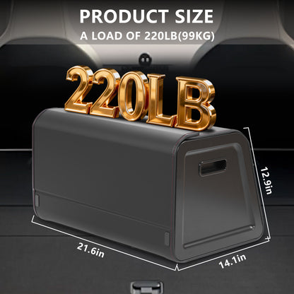Premium Leather Trunk Organizer for 2025 2026 Tesla Model Y Juniper & Model 3 Highland Refresh Model Y Rear Trunk Storage Box Foldable Cargo Bins Luxury Custom-Fit Storage Box Space-Saving Accessories