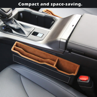 2-Pack Black Obsidian Car Seat Gap Filler - Premium Leather Wrapped Wood Organizer with Flocked Finish Universal Fit for Car SUV Truck Anti-Drop Console Side Storage Interior Accessories