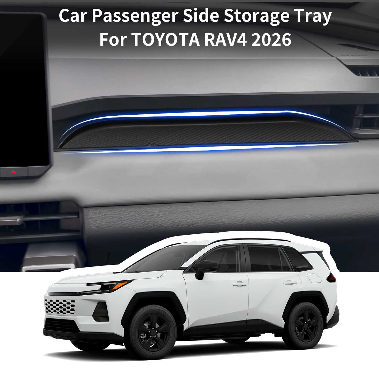 Silicone Passenger Storage Organizer Mat for Toyota RAV4 2026 Silicone Glove Box Organizer Tray Interior Compatible for RAV4 2026 Insert Accessories