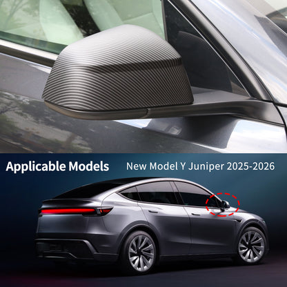 For Tesla Model Y Juniper 2025–2026 Side Mirror Protective Covers – Matte Carbon Fiber (2-Piece Set)
