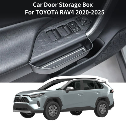 Door Side Storage Organizer Compatible with 2019-2025 RAV4 Accessories, Front & Rear 4PCS Door Handle Insert Organizer Tray, TPE Phone Pockets Fit for RAV-4 Accessories