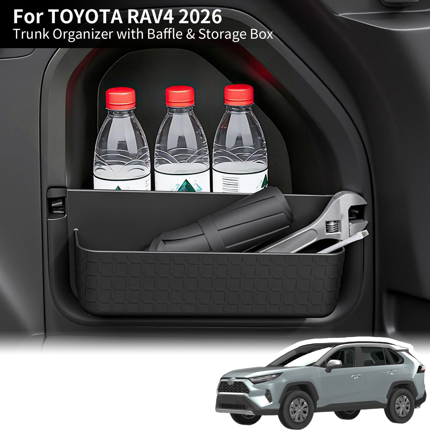 Boční panel zavazadlového prostoru pro Toyota RAV4 2021-2026, materiál ABS protiskluzový & Otěruvzdorný, snadno se odstraňuje, udržujte v kufru pořádek, pro RAV4 2026-2021 Příslušenství