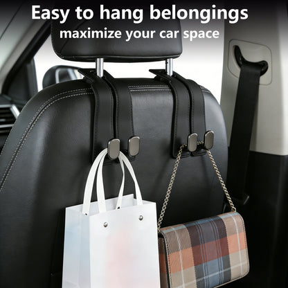 Purse Hook for Car -Universal Premium materials silicone and Aluminum-Magnesium Alloy Double Car Seat Back Storage Hook for Purses, Handbags, Bags (2 Pack) Black