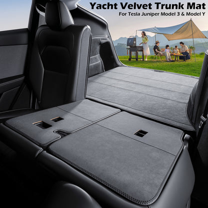 Cargo Liner pro Tesla Model Y Juniper 2025 2026 Rohož do kufru do každého počasí s chrániči zádové opěrky pro Příslušenství Model Y 5 sedadel Ochranné podložky na zadní sedadla proti poškrábání Černá