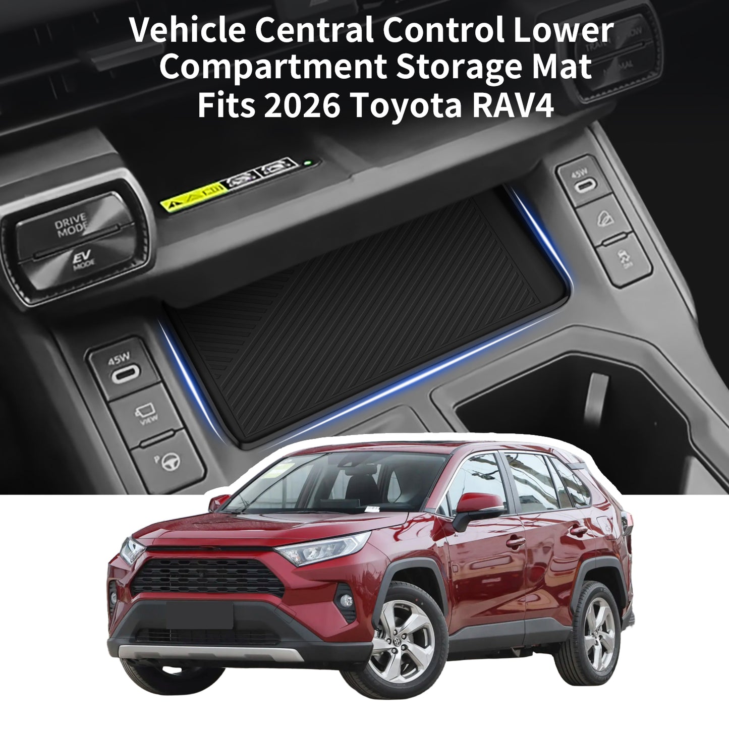 Silicone Center Console Organizer Mat Compatible for Toyota RAV4 2026 Accessories Center Console Organizer Insert Tray Silicone Gear Shift Tray