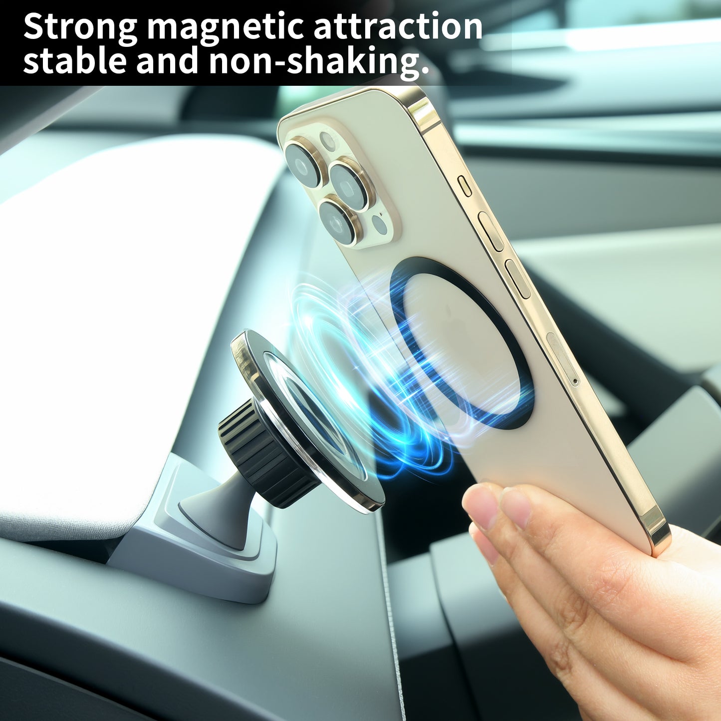 Magnetický držák na telefon s přísavkou pro Magsafe pro rok 2025 2026 Tesla Model Y Juniper Posuvný držák vzduchového ventilu s palubní deskou 2400gf Magnetický držák na iPhone s 360° rotací Použití jednou rukou Bez blokování proudění vzduchu