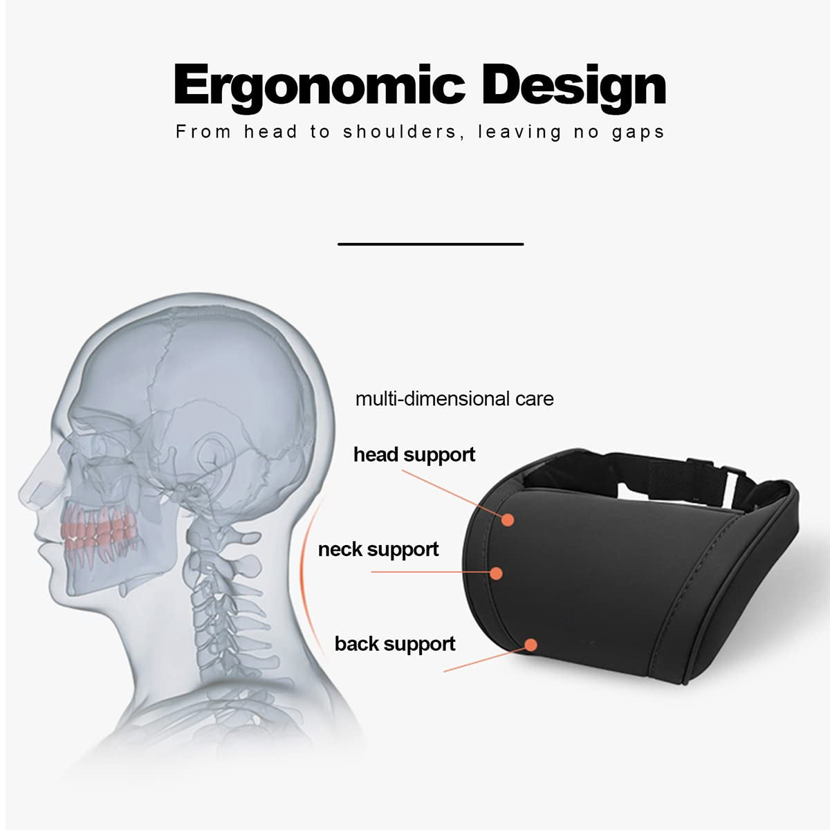 Leather Headrest Car Neck Pillow Memory Foam Ergonomic Design for all Model 3/Y/S/X New Model 3 Highland-Black