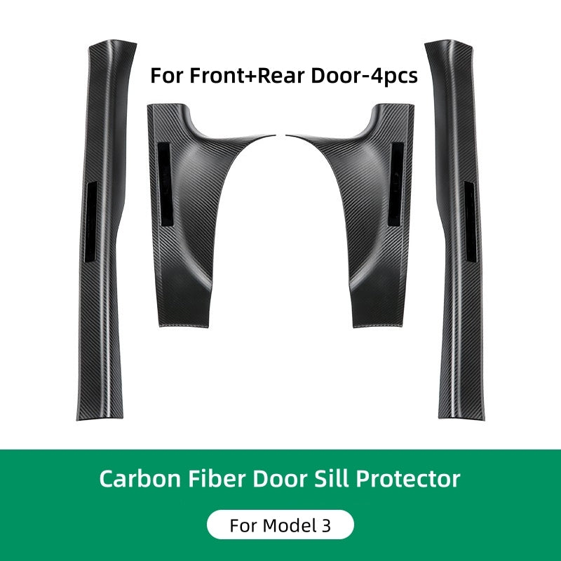 Premium Carbon Fiber Front & Rear Door Sill Protectors Complete