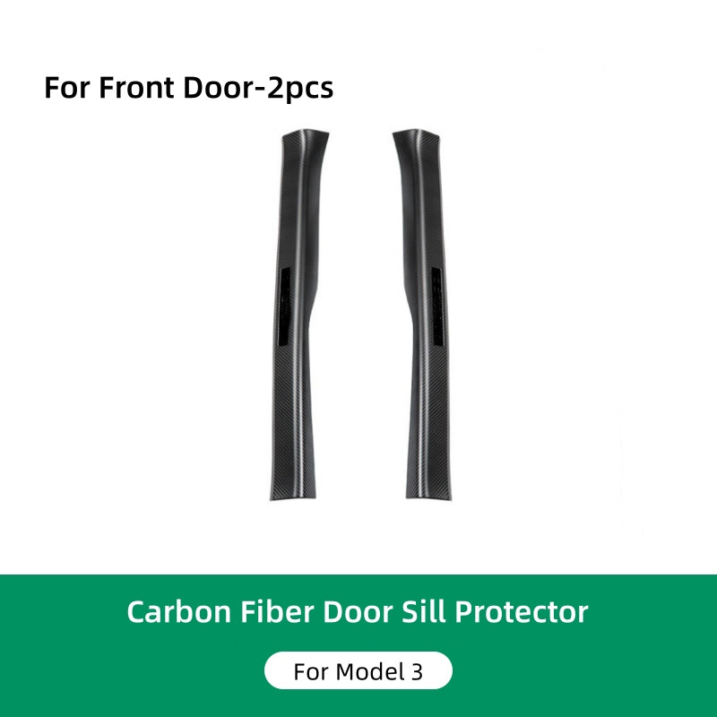Protection complète des protecteurs de seuil de porte avant et arrière en fibre de carbone de qualité supérieure pour le modèle 3/Y