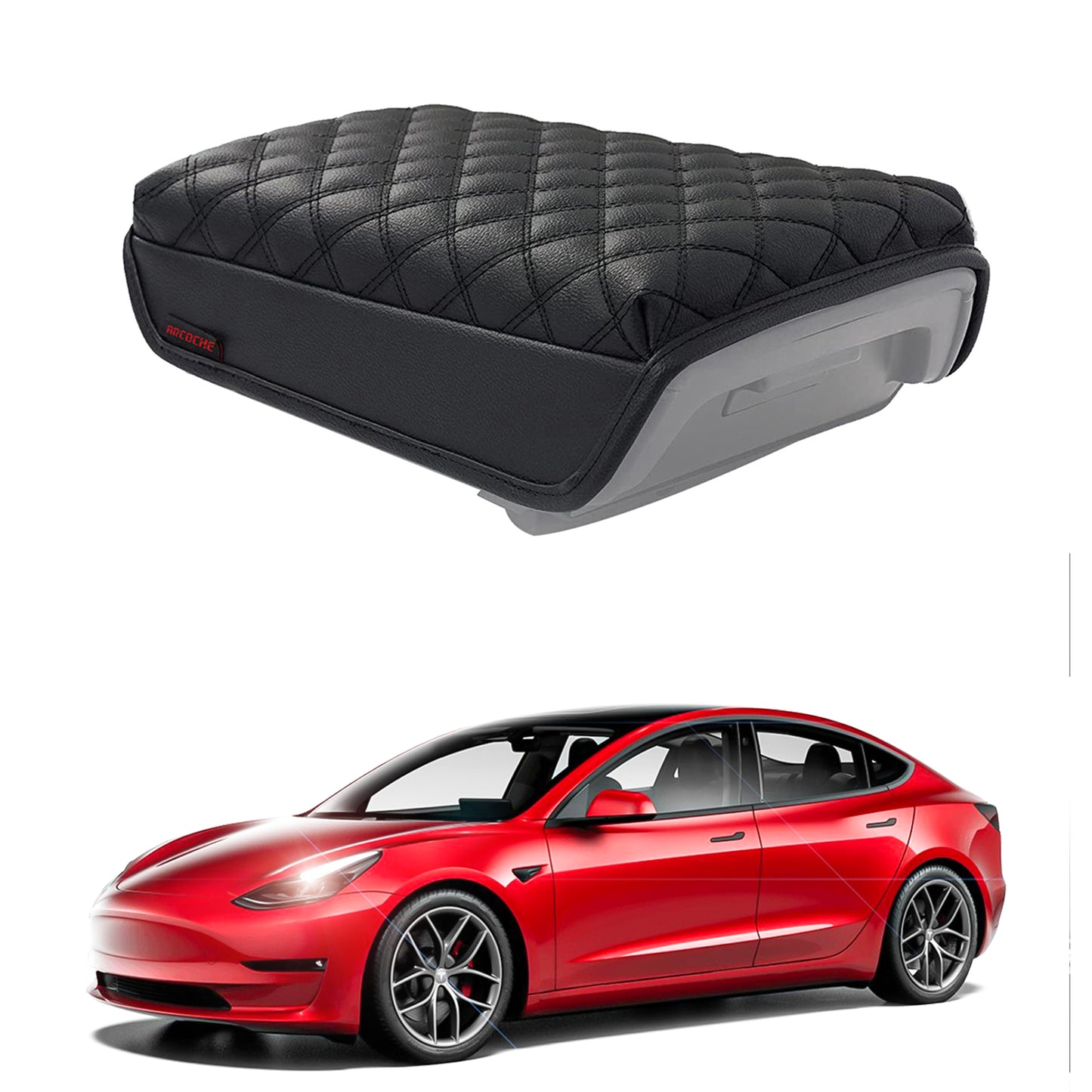 armrest cover pad PU leather center console protect tesla model 3 Y car 2022 2023 2021 arcoche accessories accessory aftermarket price Vehicles standard long range performance sr+ electric car rwd ev interior exterior diy decoration price elon musk must have black white red blue 5 7 seats seat