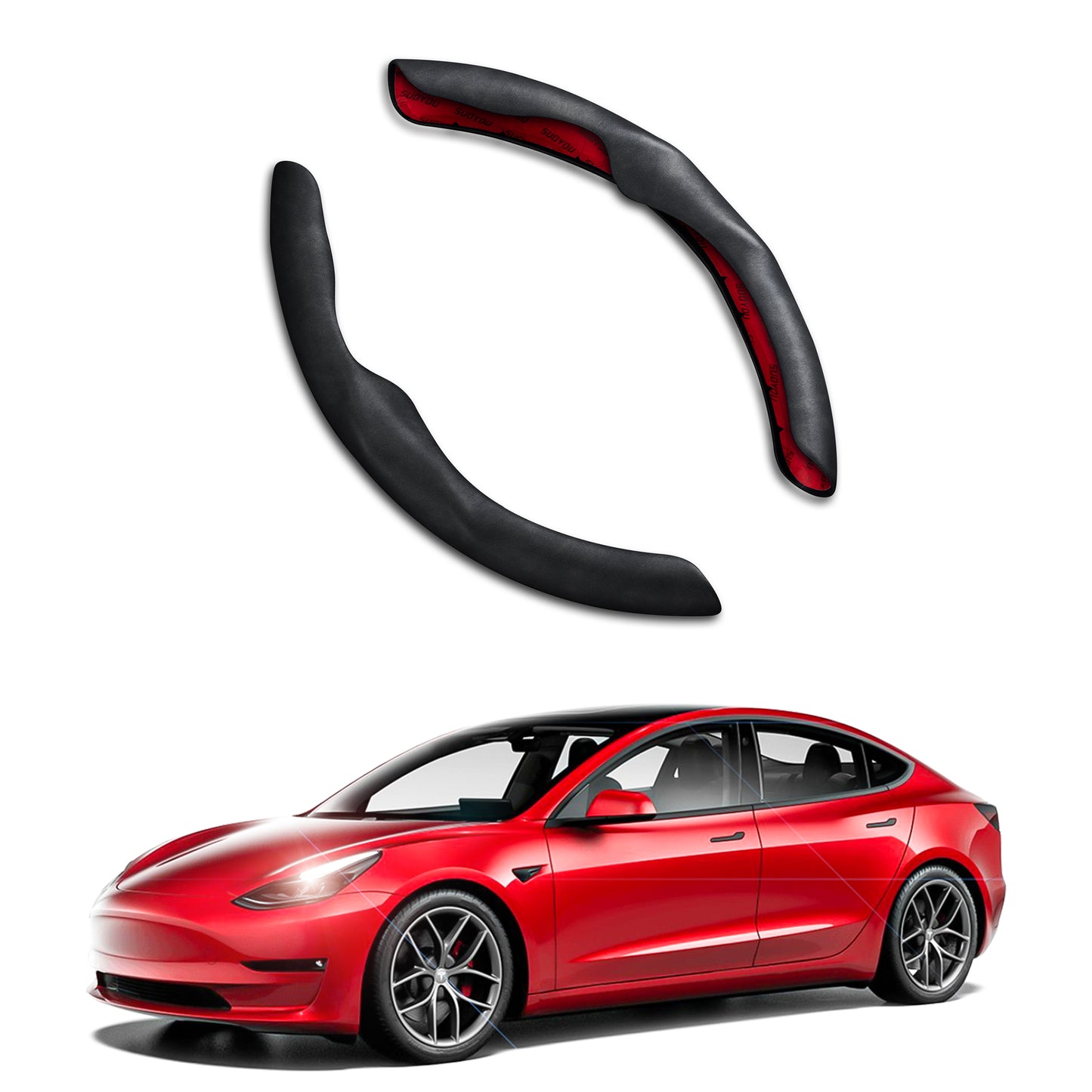 tesla model 3 Y S X car 2022 2023 2021 2020 2019 2018 s3xy Segmented Steering Wheel Cover for all Vehicles arcoche accessories accessory aftermarket price Vehicles standard long range performance sr+ electric car rwd ev interior exterior diy decoration price elon musk must have black white red blue 5 7 seats seat