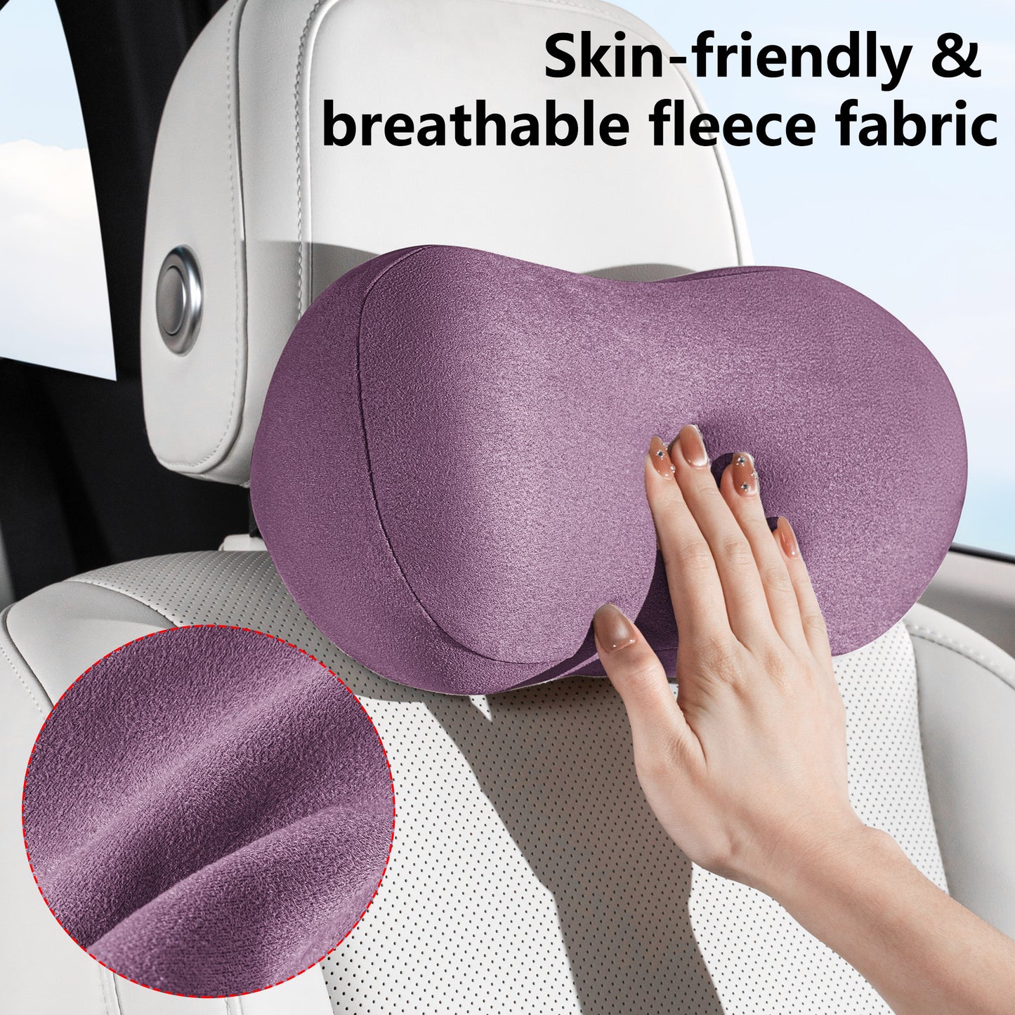 Car Neck Pillow Ergonomic Design Memory Foam Softness Car Headrest Pillow for Neck Support Cushion for Driving, Universal Fit Head Rest Travel Pillow, Fits All Vehicles
