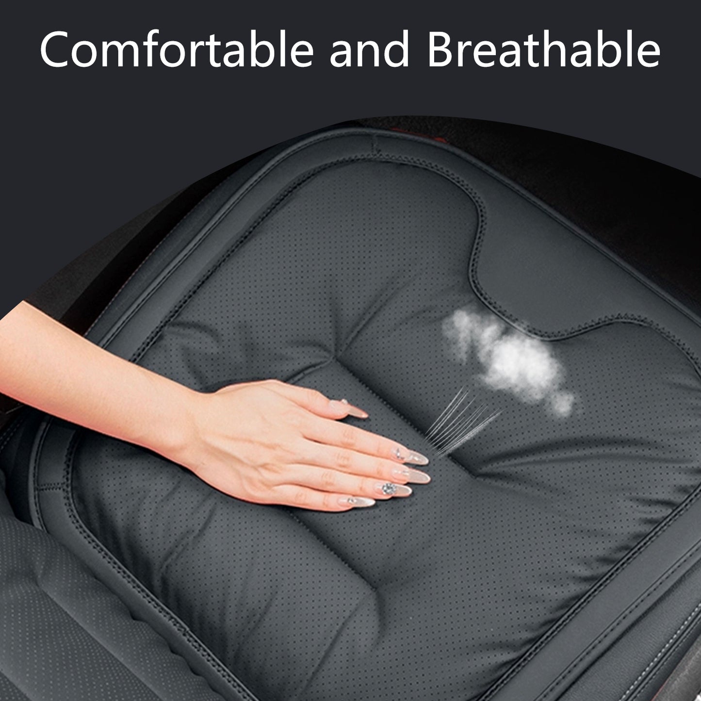 Universal Car Seat Cushion with Adjustable Nappa Leather Cover and Soft Velvet Lining