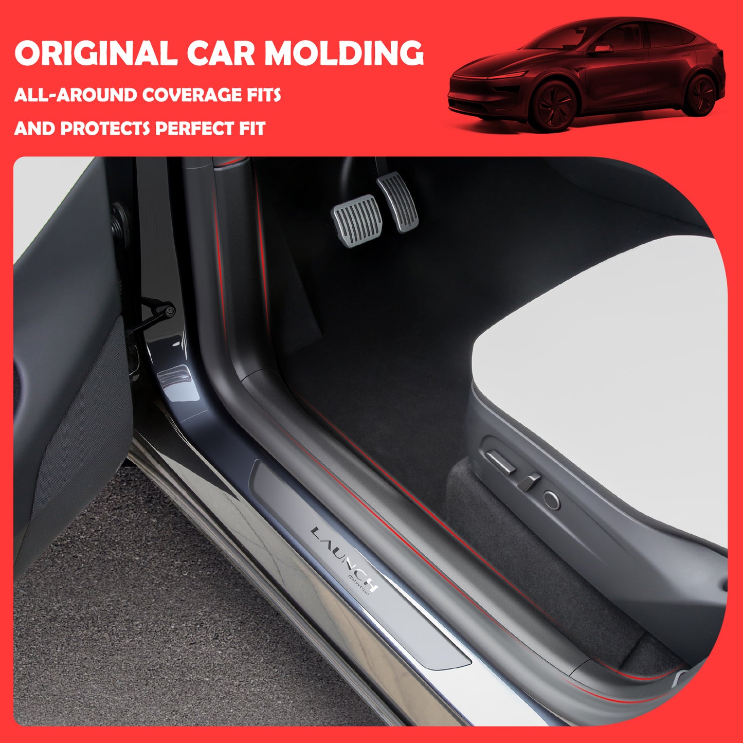 Door Sill Protector for Tesla Model Y 2025 2026 Juniper Front and Rear Door Sill Scuff Plate Guard for Model Y 5 Seater Dirt-Proof and Easy to Clean TPE Material can be Bent at Will (8pcs)