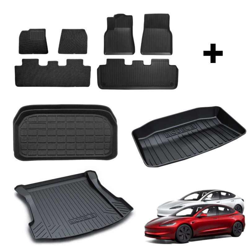 Floor Mats with TPE and Loop Pile for All Weather Anti-Slip Waterproof for Model 3 before Oct. 2023 (6 Pcs)