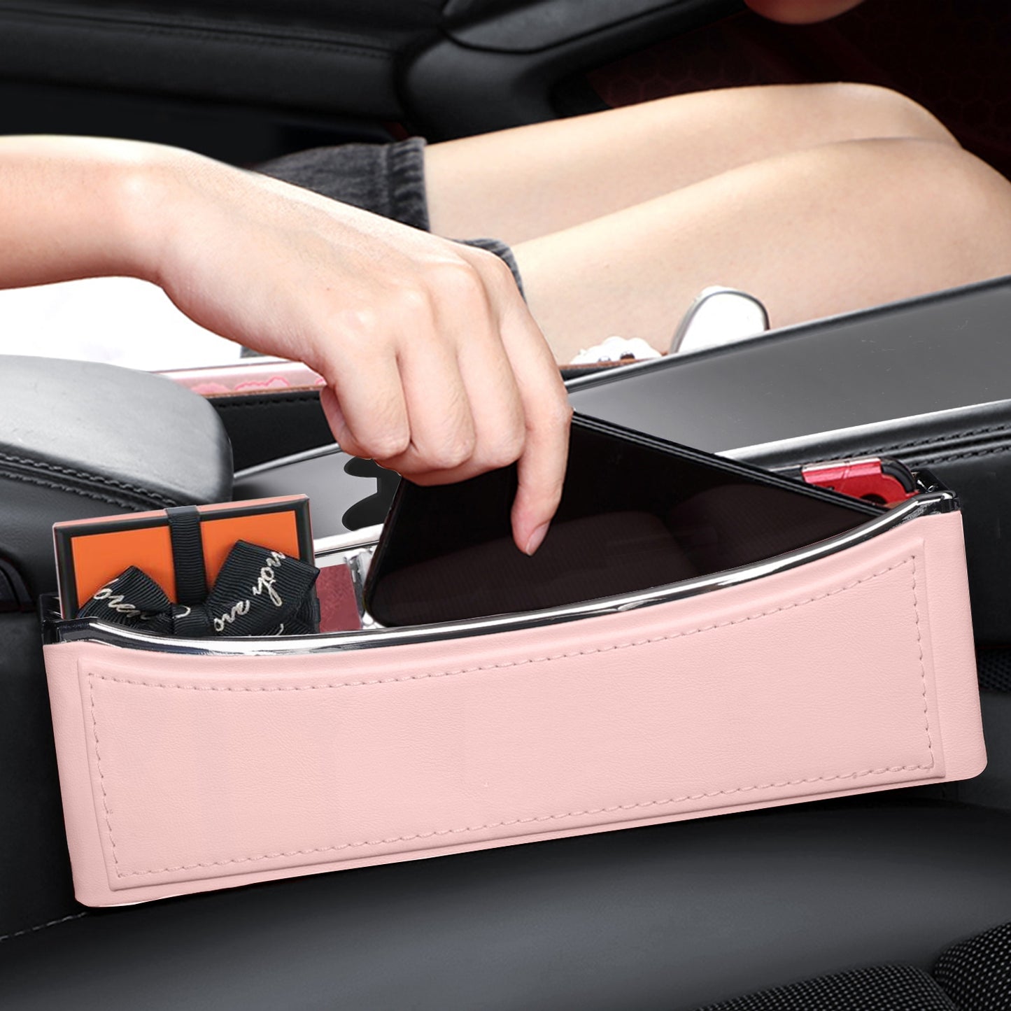 Car Seat Gap Filler Premium Leather Organizer For Tesla Model S 3 X Y