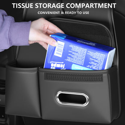 Car Organizer Back Seat, Car Water Cup travel tissue holder Organization Universal car seat back storage sedan SUV compatible vehicle interior accessories Hand-sewn car leather storage bag