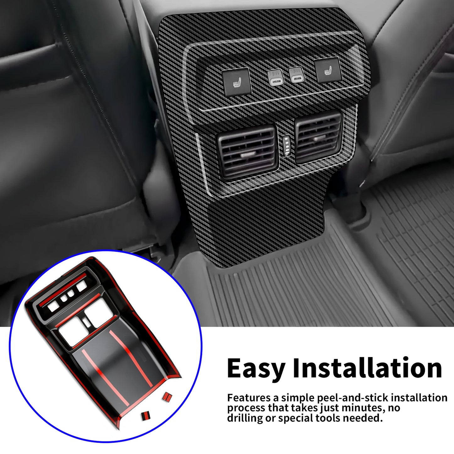 For Toyota RAV4 2026 Car Interior Accessories, Rear Armrest Air Outlet Vent Cover Trim, ABS Plastic Frame Decorative Overlay, Anti-Scratch & Easy to Install, Interior Styling for 2026 RAV4