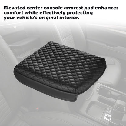 Kryt loketní opěrky středové konzoly Kompatibilní s 2019-2026 GMC Sierra & Chevy Silverado pro 2021-2026 Tahoe Yukon Suburban (pouze podlahová konzola Bucket-Seat) – Vinylová kožená lišta odolná proti poškrábání, černá
