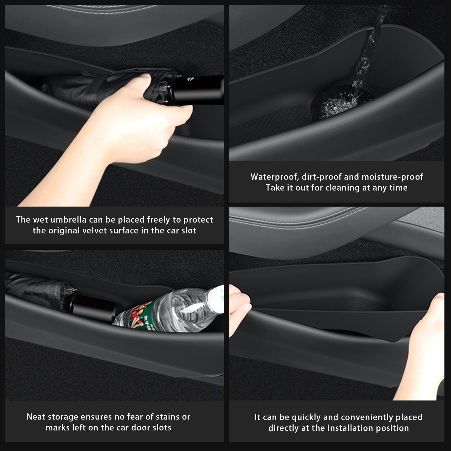 TPE Door Side Slot Organizer Vassoio per Tesla Modello Y 2020-2025+ Juniper e Modello 3 Highland