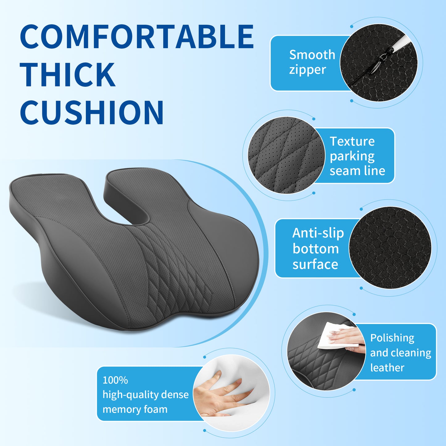 Premium Memory Foam Seat Cushion for Car & Office,Ergonomic Office Desk Accessories for Tailbone Pain Relief,Extra-Dense Memory Foam for Hip,Tailbone,Coccyx,Sciatica Diamond Pattern-Ochre Brown