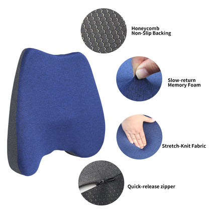 Cojín de asiento de coche, cojines de cuña 2 en 1 o soporte lumbar para conducir, cojín de asiento de espuma viscoelástica extra grande para aliviar el dolor de ciática, cojín de asiento del conductor para coche camión