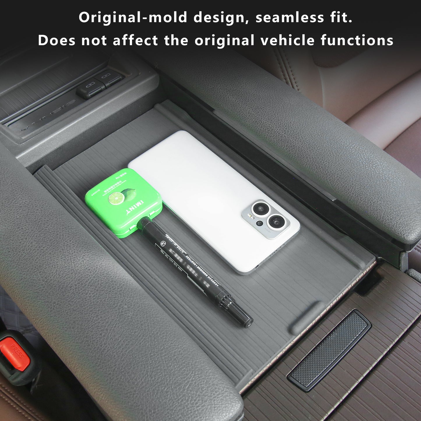 Center Console Armrest Cover for Toyota Sienna 2021-2026 Silicone Armrest Anti-Slip Storage Pad Compatible with LE/XLE/XSE/Woodland Edition/Limited/Platinum(Gray)