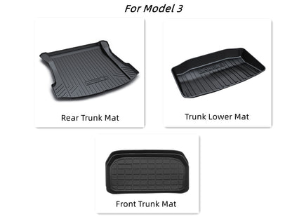 Protection de siège arrière, tapis de coffre arrière, tapis de coffre avant, tapis inférieur de coffre pour modèle 3/Y