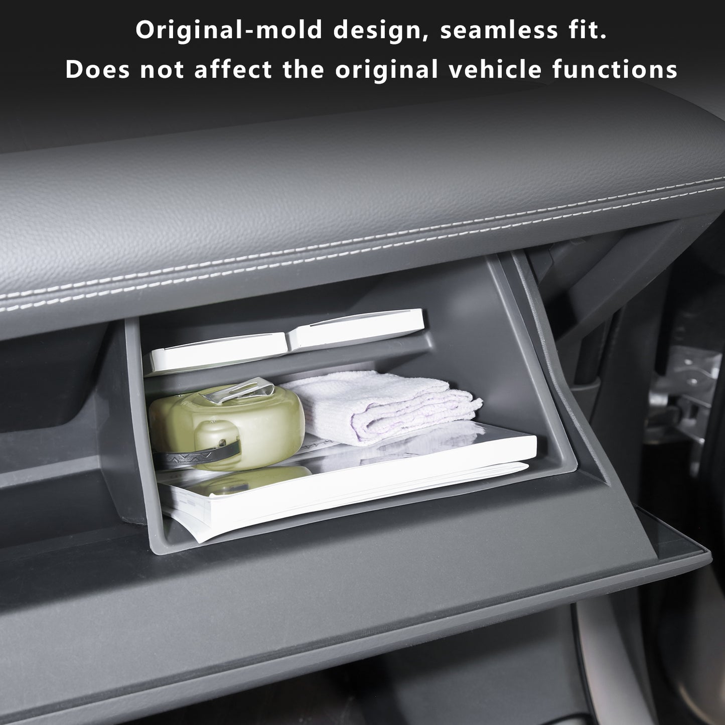 Glove Box Organizer for Toyota Sienna 2021-2026 Silicone Passenger Side Storage Box Increase Storage Space for Sienna Accessories Center Console(Gray)