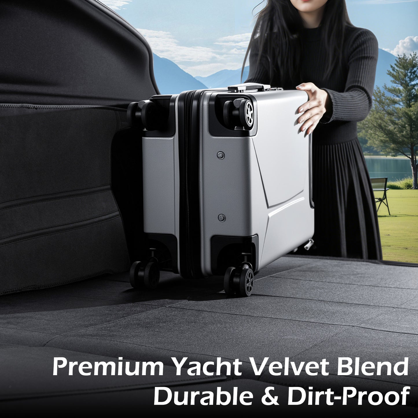 Cargo Liner pro Tesla Model Y Juniper 2025 2026 Rohož do kufru do každého počasí s chrániči zádové opěrky pro Příslušenství Model Y 5 sedadel Ochranné podložky na zadní sedadla proti poškrábání Černá