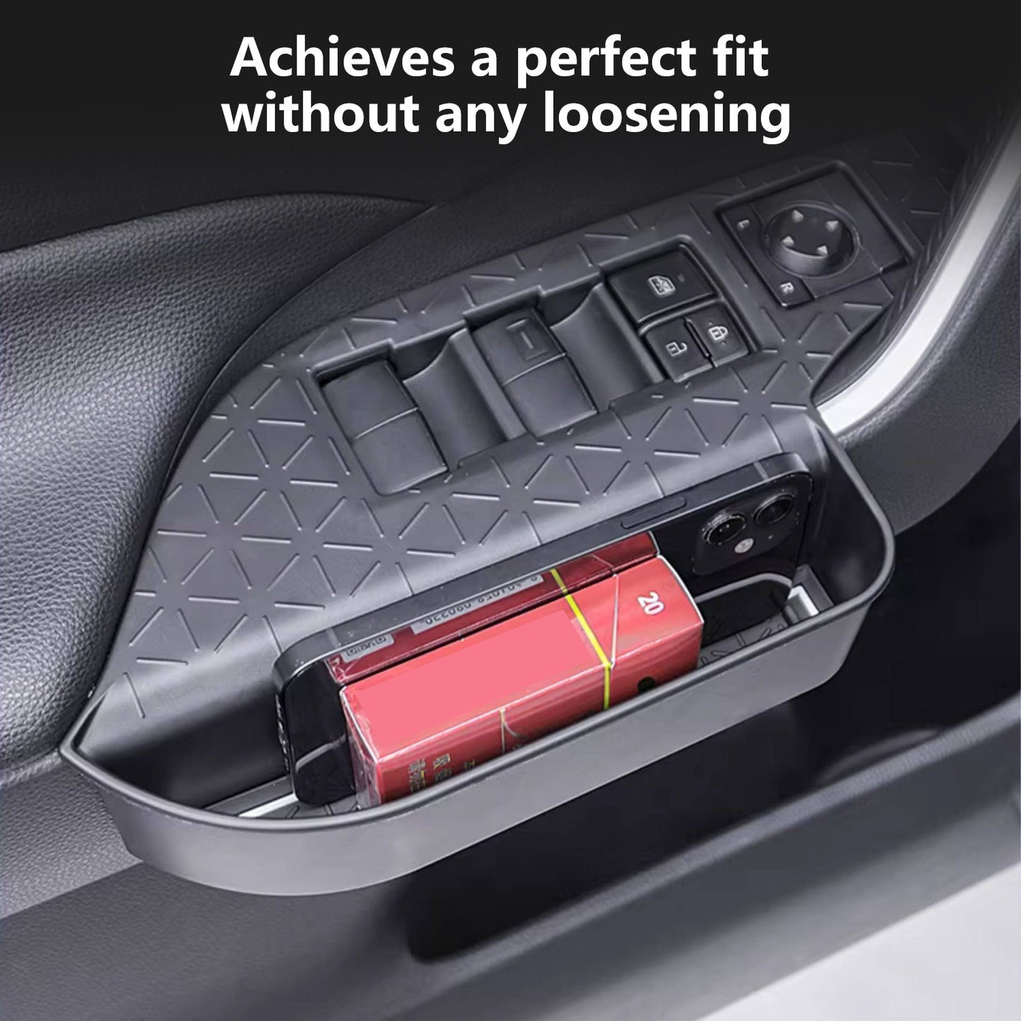 Door Side Storage Organizer Compatible with 2019-2025 RAV4 Accessories, Front & Rear 4PCS Door Handle Insert Organizer Tray, TPE Phone Pockets Fit for RAV-4 Accessories