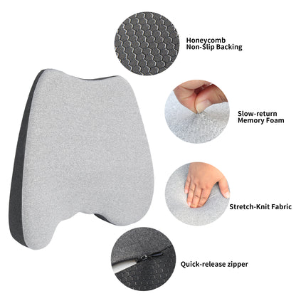 Cojín de asiento de coche, cojines de cuña 2 en 1 o soporte lumbar para conducir, cojín de asiento de espuma viscoelástica extra grande para aliviar el dolor de ciática, cojín de asiento del conductor para coche camión