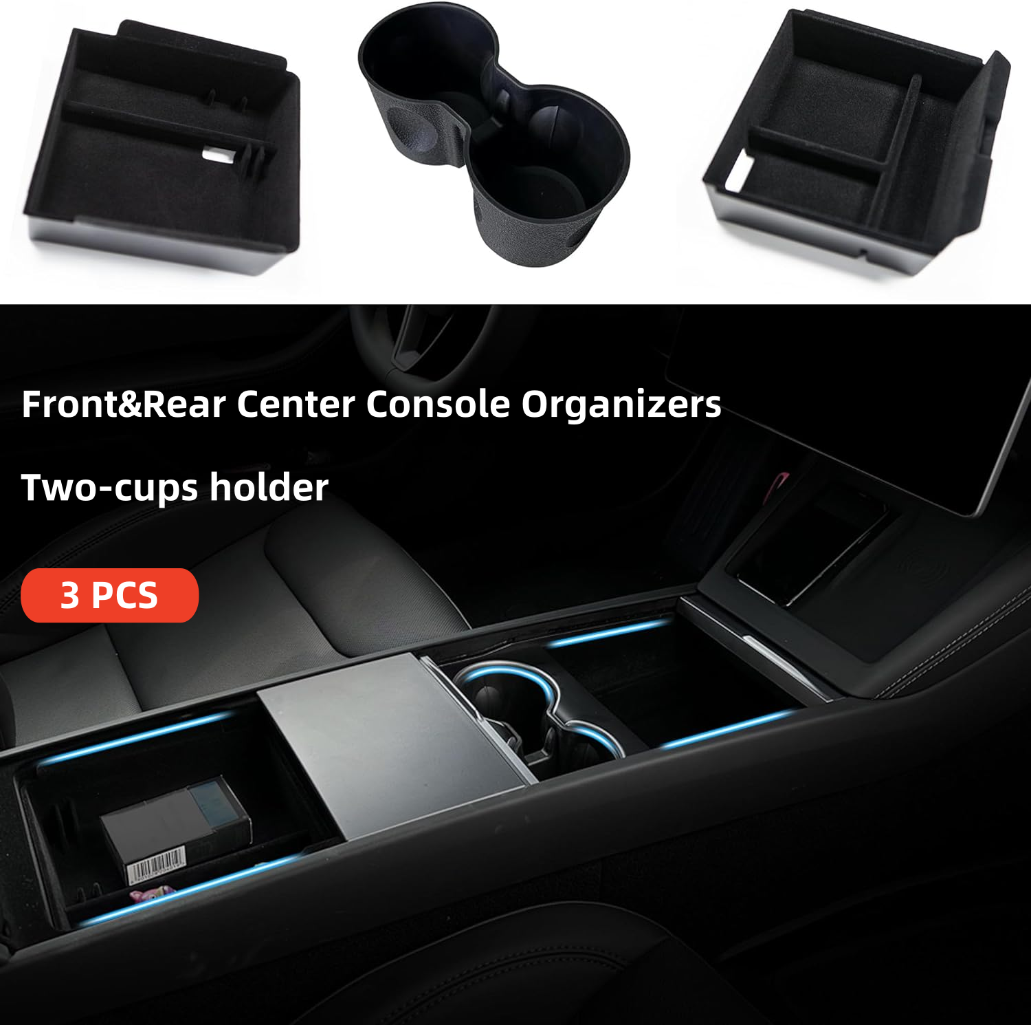  HALOBLK Center Console Organizer Tray, Two-Tier Removable  Design Compatible with 2021 2022 Tesla Model 3 Model Y [Not Compatible with  2024 Model 3 Highland] : Automotive