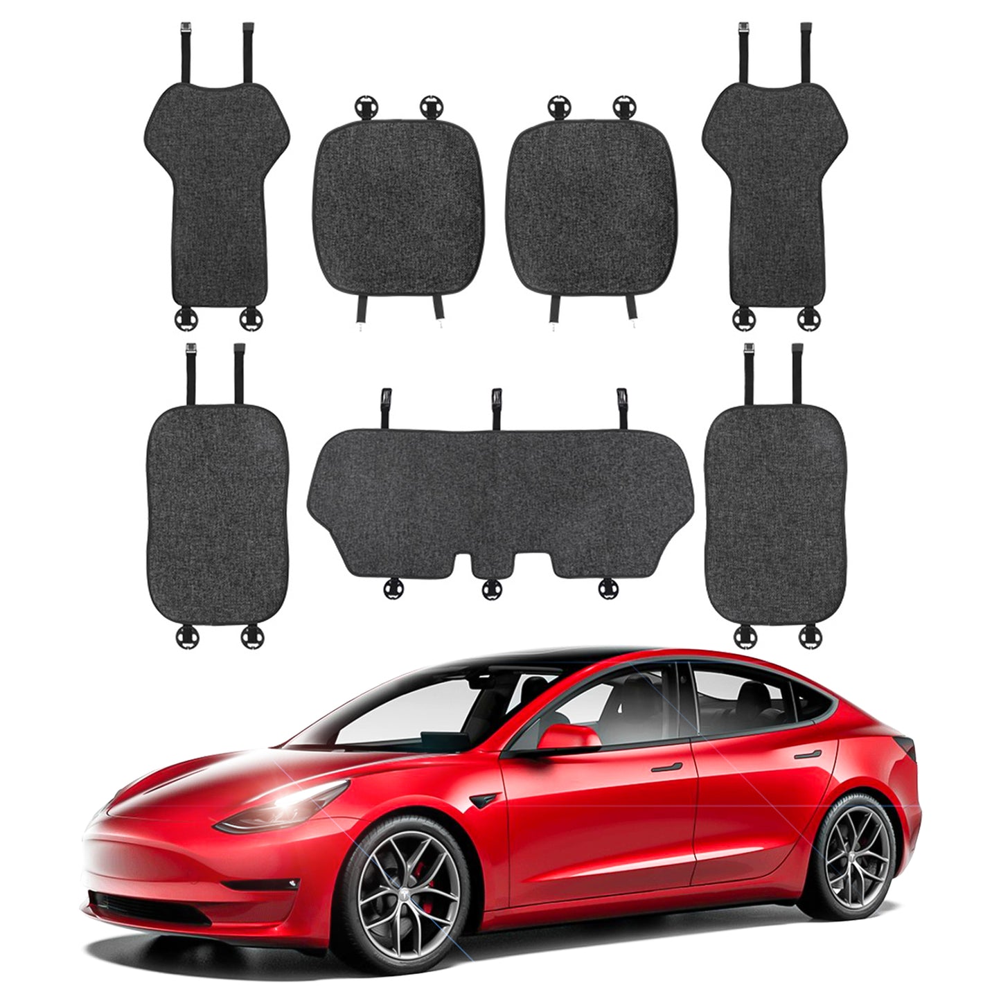 seat cushion cuhions linen summer mat front rear back pieces 3 4 7 washable tesla model 3 Y car 2022 2023 2021 2020 2019 2018 s3xy arcoche accessories accessory aftermarket price Vehicles standard long range performance sr+ electric car rwd ev interior exterior diy decoration price elon musk must have black grey