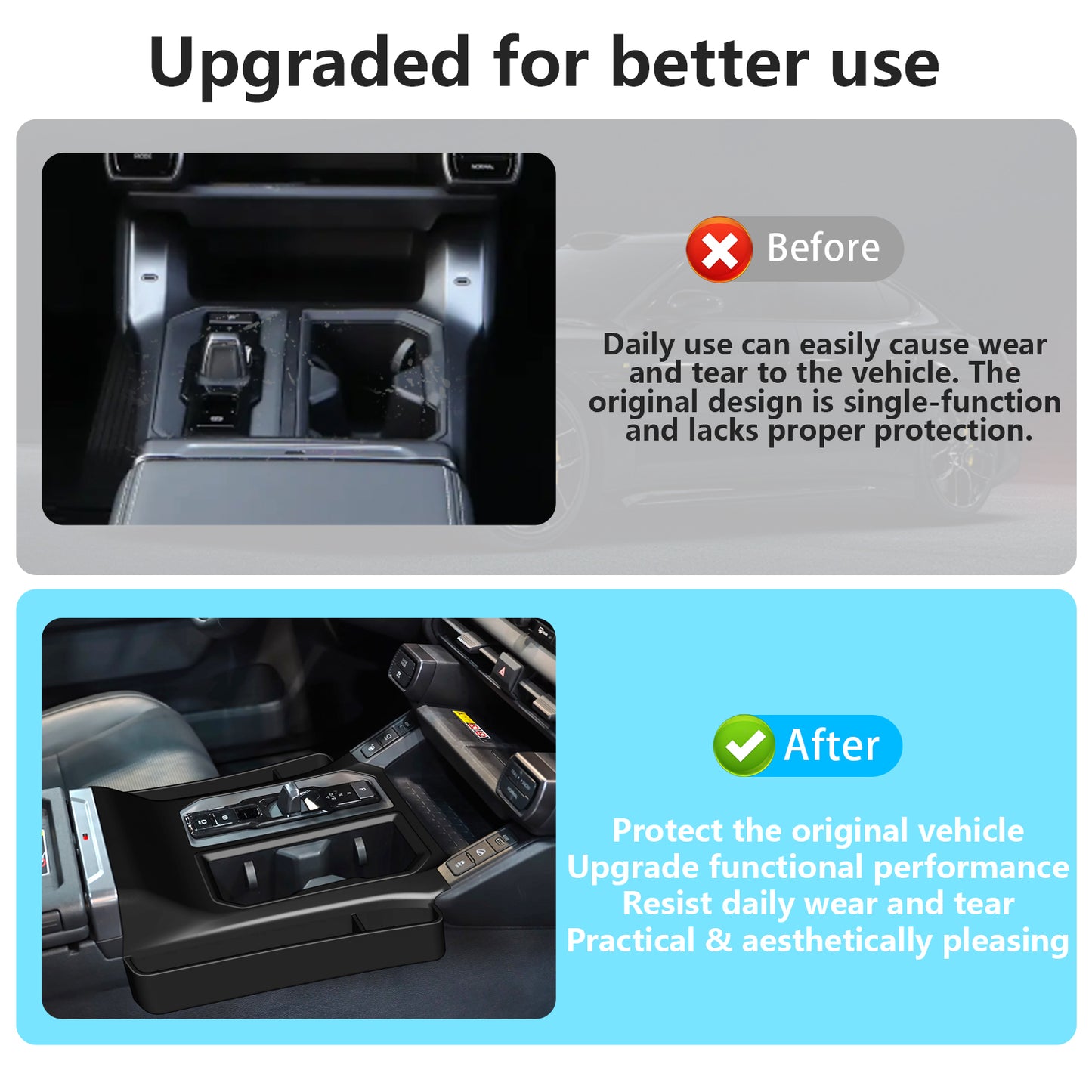 Gear Shift Panel Trim for Toyota RAV4 2026 Accessories Central Control Cover Compatible with XLE/LE/GR Sport/Wooland Silicone Gear Shift Cover with Organizer