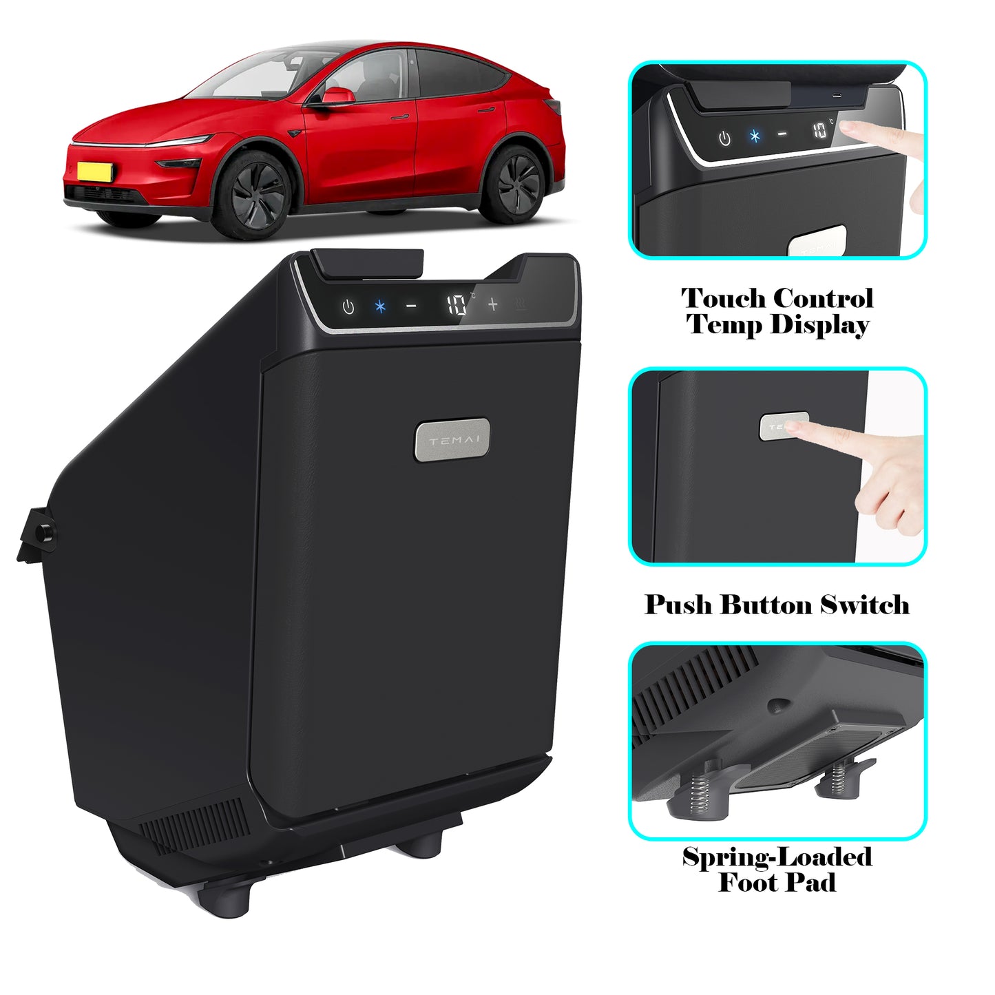 Rear Center Console Refrigerator 3.6L Portable Fridge Cooler & Warmer Quick Installation For Model Y Juniper