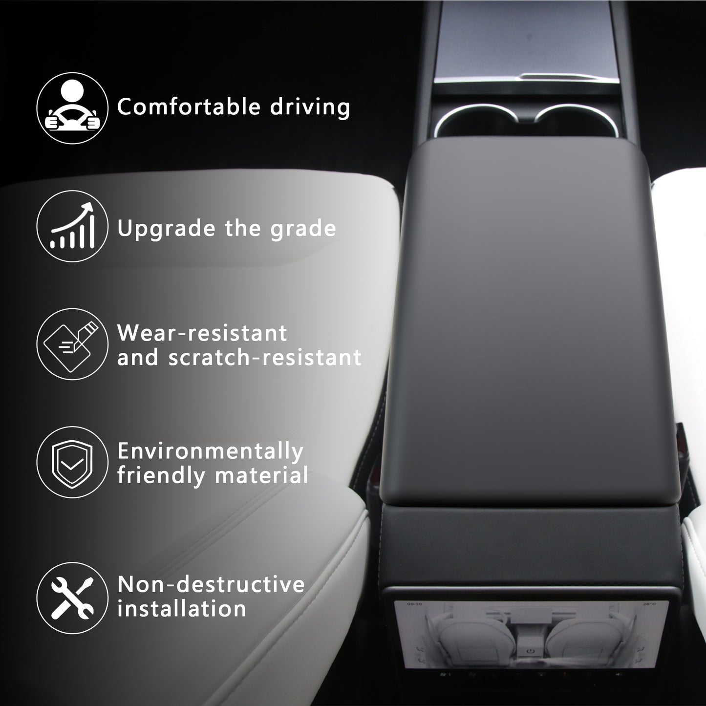 Premium Non-Slip TPU Center Console Cover for Tesla Model 3/Y (2024–2026)