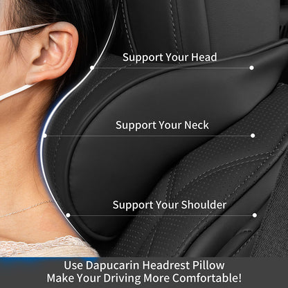 Universal Leather Headrest Lumbar Support Breathable Memory Foam Neck Pillow for Most Cars Home Office