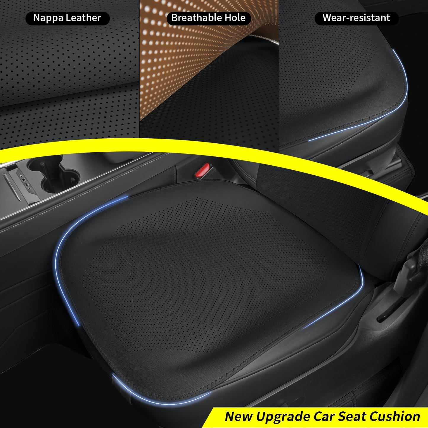 Breathable Ultra-Thin Leather Seat Cushion for All Cars