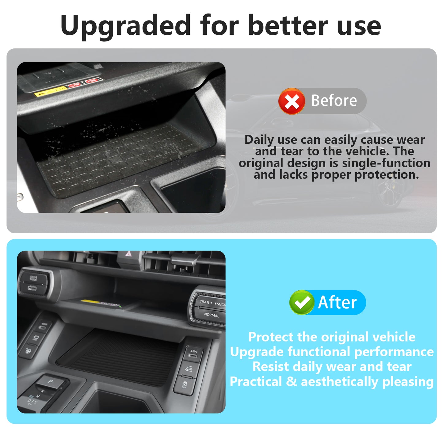 Silicone Center Console Organizer Mat Compatible for Toyota RAV4 2026 Accessories Center Console Organizer Insert Tray Silicone Gear Shift Tray