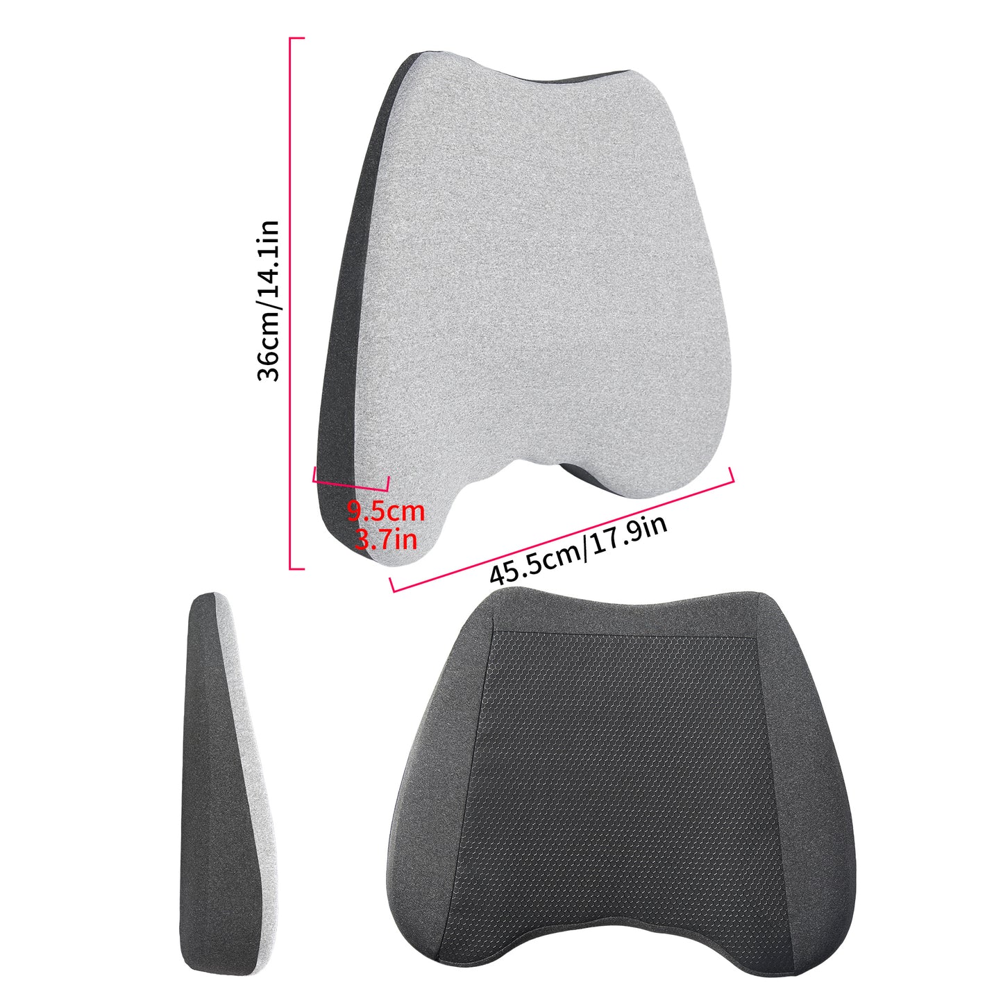 Cojín de asiento de coche, cojines de cuña 2 en 1 o soporte lumbar para conducir, cojín de asiento de espuma viscoelástica extra grande para aliviar el dolor de ciática, cojín de asiento del conductor para coche camión