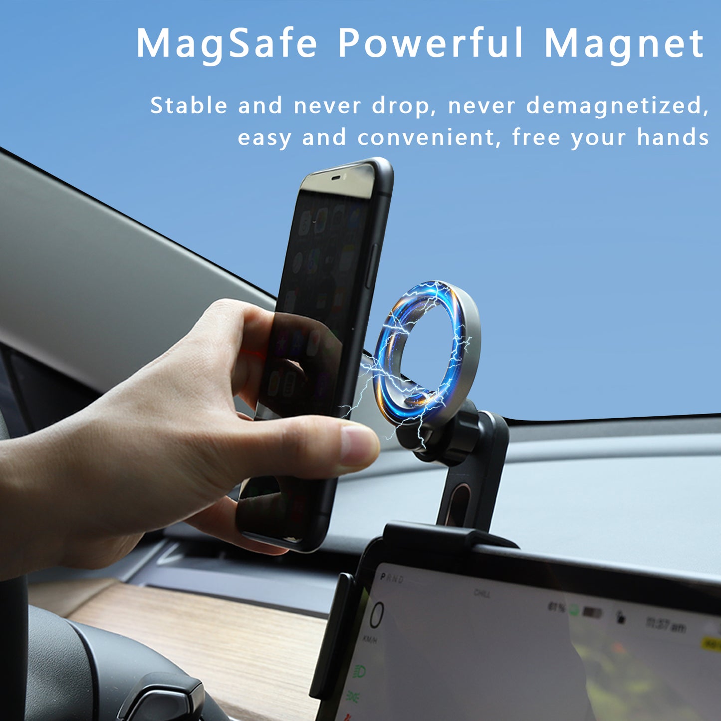 Magnete potente per supporto per telefono per auto aggiornato del 2024, adatto per Tesla Model 3/Y