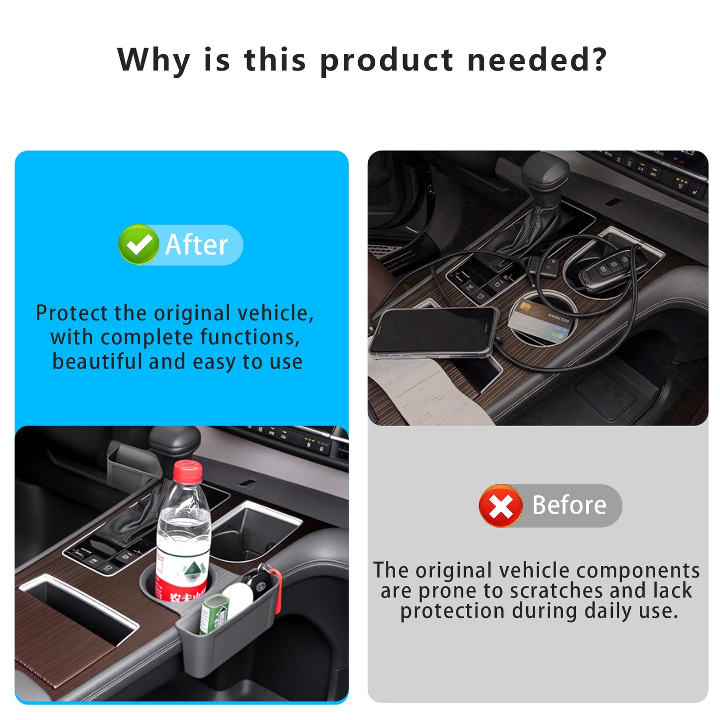 2PCS Cup Holder Storage Box for Toyota Sienna 2021-2026 Gear Shift Insert Organizer Tray Pockets Cup Groove Storage Multifunction Box(Gray)