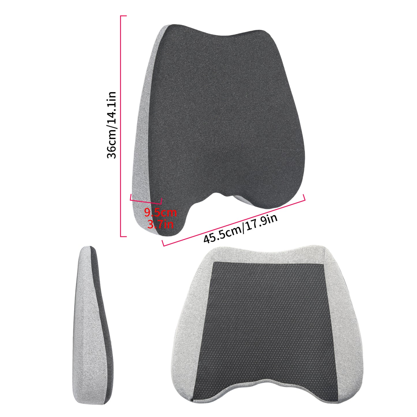 Cojín de asiento de coche, cojines de cuña 2 en 1 o soporte lumbar para conducir, cojín de asiento de espuma viscoelástica extra grande para aliviar el dolor de ciática, cojín de asiento del conductor para coche camión